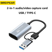 USB C videorögzítő kártya 4K HDMI-kompatibilis USB/Type-c Game Grabber Record PC-hez PS4 számítógépes kamera élő közvetítés felvételi találkozó