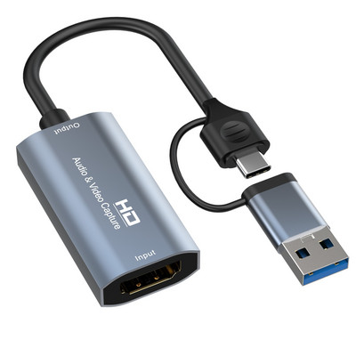 USB C videorögzítő kártya 4K HDMI-kompatibilis USB/Type-c Game Grabber Record PC-hez PS4 számítógépes kamera élő közvetítés felvételi találkozó