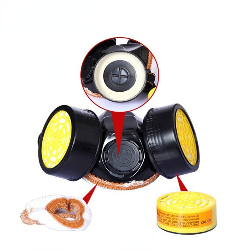 Porvédő gázmaszk biztonsági üveg spray festékkel vegyszeres növényvédőszer dekoráció szűrős légzésvédővel, félig teljes arcmaszkok