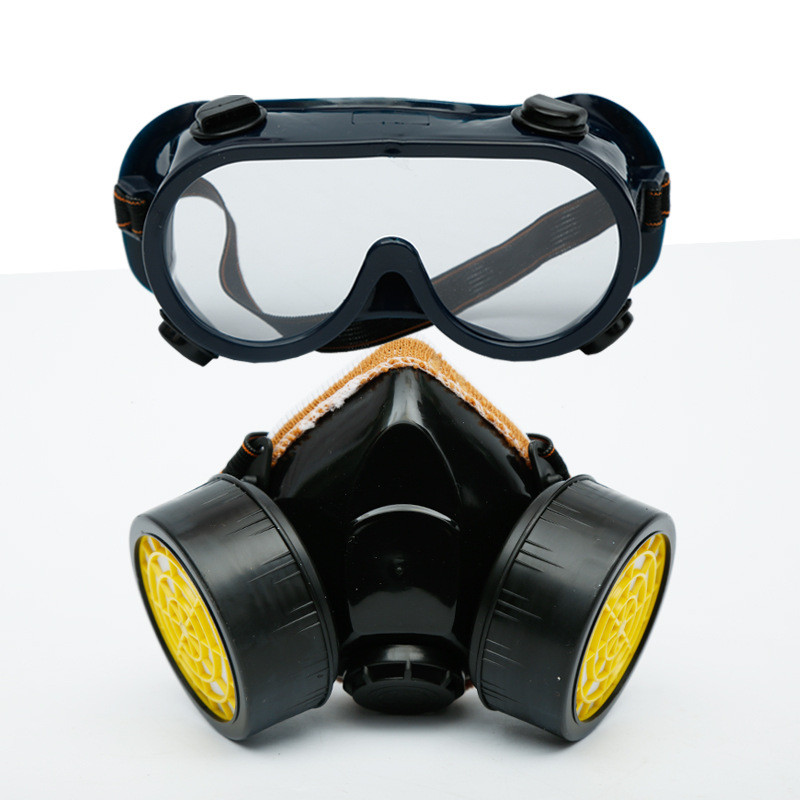 Porvédő gázmaszk biztonsági üveg spray festékkel vegyszeres növényvédőszer dekoráció szűrős légzésvédővel, félig teljes arcmaszkok