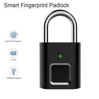 Интелигентен биометричен отпечатък на палец Катинари за врата Акумулаторна ключалка за врата Пръстов отпечатък Интелигентен катинар USB Бързо отключване без ключ