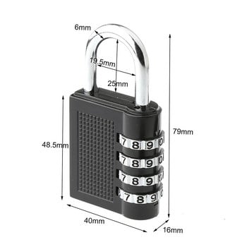 Heavy Duty 4 Dial Dial Combination Lock Ανθεκτικό στις καιρικές συνθήκες Λουκέτο ασφαλείας για υπαίθριο γυμναστήριο Safely Code Lock Μαύρο