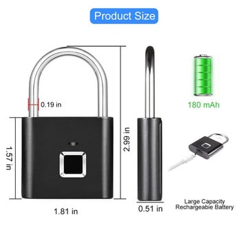 D2 Smart Door Lock Катинар с пръстов отпечатък без ключ Защитна ключалка с пръстов отпечатък Електрическа кутия за багаж Smart Lock Заключване на врата против кражба