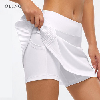 Дамски спортни поли за тенис Фитнес къси панталони Спортна пола с висока талия с джобове Плисирана спортна корта Спортно облекло за голф