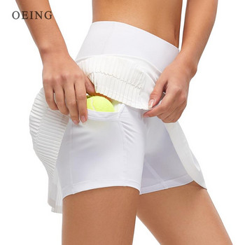 Дамски спортни поли за тенис Фитнес къси панталони Спортна пола с висока талия с джобове Плисирана спортна корта Спортно облекло за голф