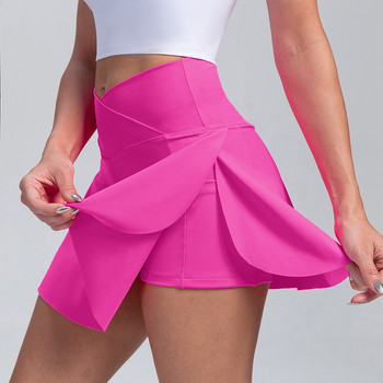 Дамска плисирана тенис пола с джобове Къси шорти Атлетични поли Crossover Атлетични шорти за голф с висока талия Тренировъчни спортни поли