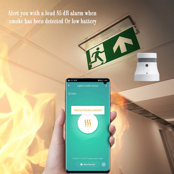 Aubess Tuya Zigbee Έξυπνος ανιχνευτής καπνού Αισθητήρας συναγερμός Ανιχνευτής καπνού πυρκαγιάς Wifi Fire Protection Συναγερμός οικιακής ασφάλειας Smart Life App