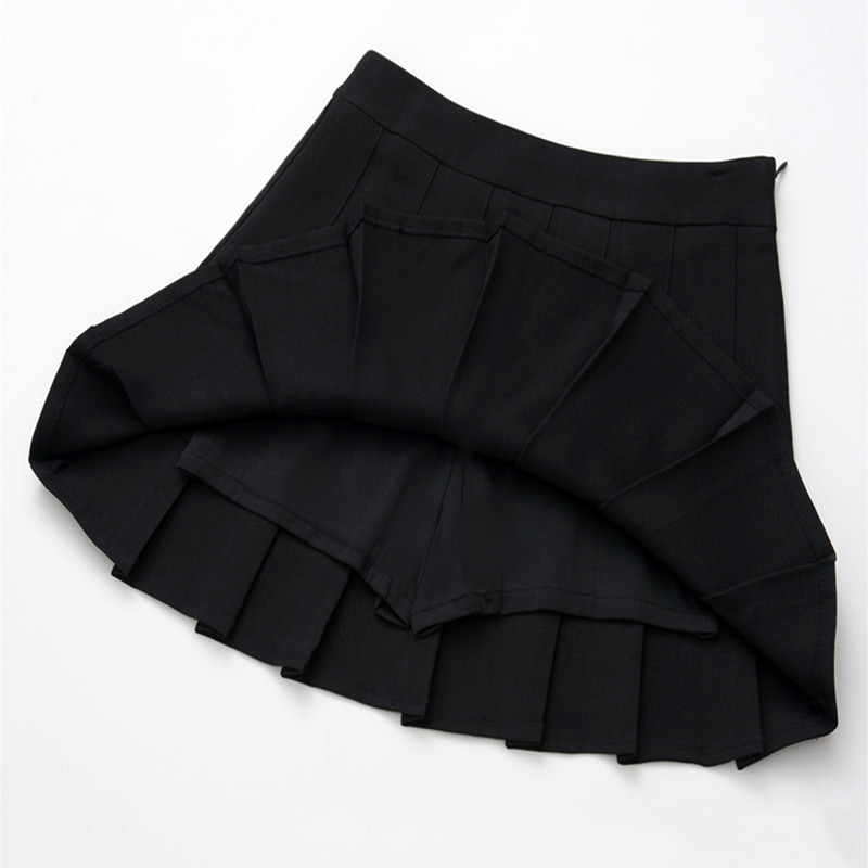 Tüdrukute soliidne tenniseseelik plisseeritud skorts kõrge vöökohaga koolivormid tantsuseelik koos sisemiste lühikeste pükstega Jooga golfi sulgpalli lühike kleit