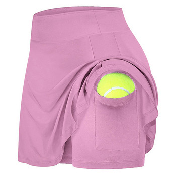 Γυναικείες αθλητικές φούστες τένις με τσέπες Εσωτερικό σορτς γιόγκα για τρέξιμο για εξωτερικούς χώρους Skort ψηλή ελαστική μέση Golf Hakama για γυναίκες 2021