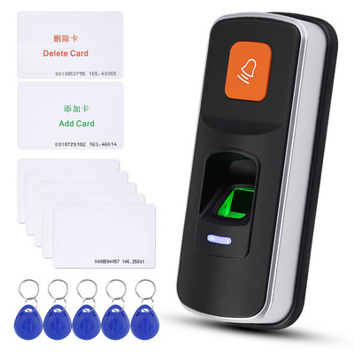 Sistem de control al accesului cu amprentă RFID Cititor biometric Dispozitiv de deschidere a ușii Controler de acces autonom 125KHz Brelocuri Suport card SD