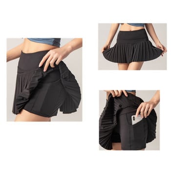 Cloud Hide Safe Tennis Skirts Gym Golf Running Плисиран панталон SEXY Women Thin Sports Fitness Shorts Pocket High Waist Short