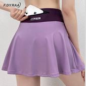 F.DYRAA sieviešu tenisa svārki Sporta golfa volāni mini svārki ar kabatu Fitness ar augstu vidukli, elpojošs jogas deju īss sporta skorts