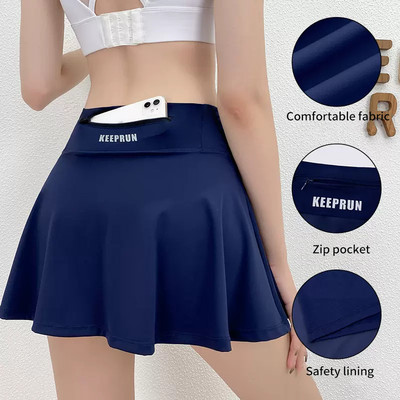 F.DYRAA sieviešu tenisa svārki Sporta golfa volāni mini svārki ar kabatu Fitness ar augstu vidukli, elpojošs jogas deju īss sporta skorts
