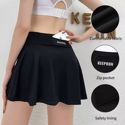 F.DYRAA sieviešu tenisa svārki Sporta golfa volāni mini svārki ar kabatu Fitness ar augstu vidukli, elpojošs jogas deju īss sporta skorts