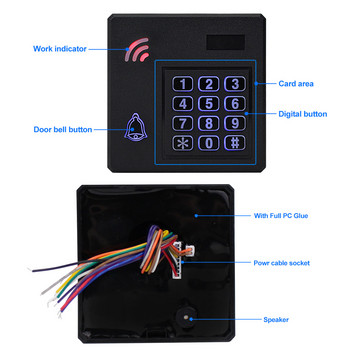 IP68 Αδιάβροχο πληκτρολόγιο ελέγχου πρόσβασης RFID 125KHz EM Key Card Reader Door Opener Electronic System 2000 User WG26 Output