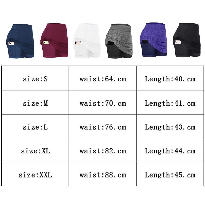 2 vienā Tenisa svārki Sporta Fitnesa Skorts Skriešanas Jogas Svārki Ar augstu vidukli Ātri Žāvējoši Pret ekspozīcijas Īsi Svārki Treniņa apģērbs