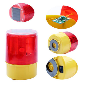 LED соларен стробоскоп, предупредителна червена светлина за нощно пътно строителство, конус, авариен сигнал, безопасност, светофар, трептене, маякова лампа
