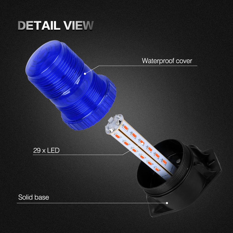 Bogrand 30 gaismas diodes 12-30 V zilas krāsas LED zibspuldzes signāla mirgojoša bāka avārijas ātrās palīdzības gaismas