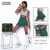 Nyári női rakott teniszszoknyák magas derekú teniszszoknyák edzőtermi jóga sportrövidnadrágok női tollaslabda futószoknyák zsebbel