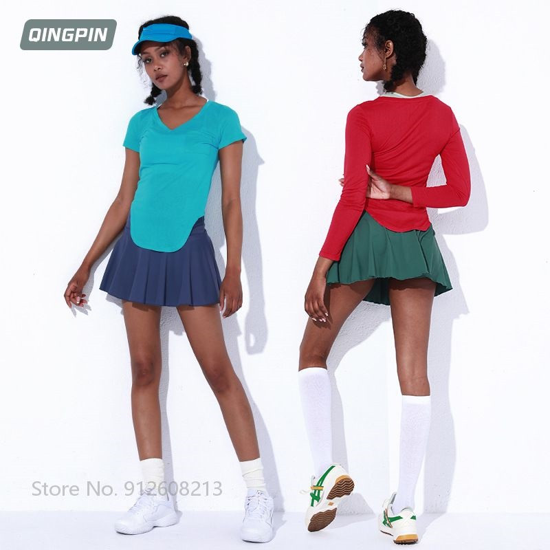 Nyári női rakott teniszszoknyák magas derekú teniszszoknyák edzőtermi jóga sportrövidnadrágok női tollaslabda futószoknyák zsebbel