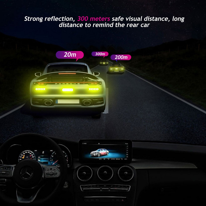 2db autós fényvisszaverő matrica riasztó figyelmeztetés fényvisszaverő szalag csíkok autóajtó matricák éjszakai biztonsági autó fényvisszaverő matricák