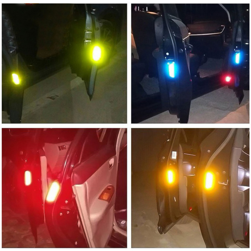 2db autós fényvisszaverő matrica riasztó figyelmeztetés fényvisszaverő szalag csíkok autóajtó matricák éjszakai biztonsági autó fényvisszaverő matricák