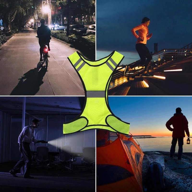 Skriešanas labi redzama atstarojoša veste fluorescējoši dzelteni oranža drošības veste nakts āra skriešanas jāšanas vestēm