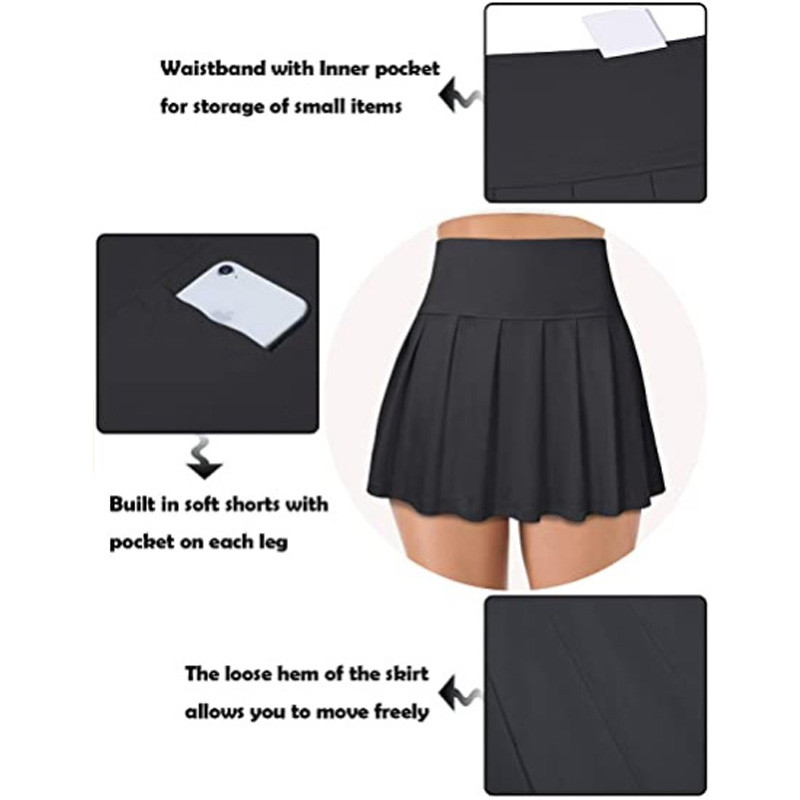 Trenažieru zāles jogas svārki ar augstu vidukli, tenisa svārki, fitnesa svārki, skriešanas svārki sievietēm ātri žūstoši sporta svārki, kabatas vingrošanas tērpi, 2020.