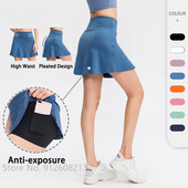 Moterų teniso skortai, sportiniai trumpi klostuoti sijonai, neryškūs šortai aukštu juosmeniu, sportiški apatiniai moteriški greitai išdžiūvę bėgimo drabužiai