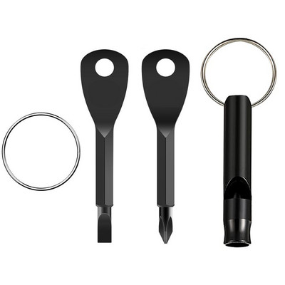 Mini pārnēsājams pašaizsardzības atslēgu piekariņu komplekts āra daudzfunkcionāls izdzīvošanas rīks Skrūvgriezis Personiskās aizsardzības atslēgu piekariņš sudraba melns