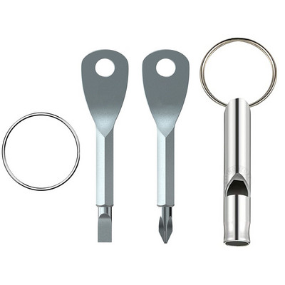 Mini pārnēsājams pašaizsardzības atslēgu piekariņu komplekts āra daudzfunkcionāls izdzīvošanas rīks Skrūvgriezis Personiskās aizsardzības atslēgu piekariņš sudraba melns
