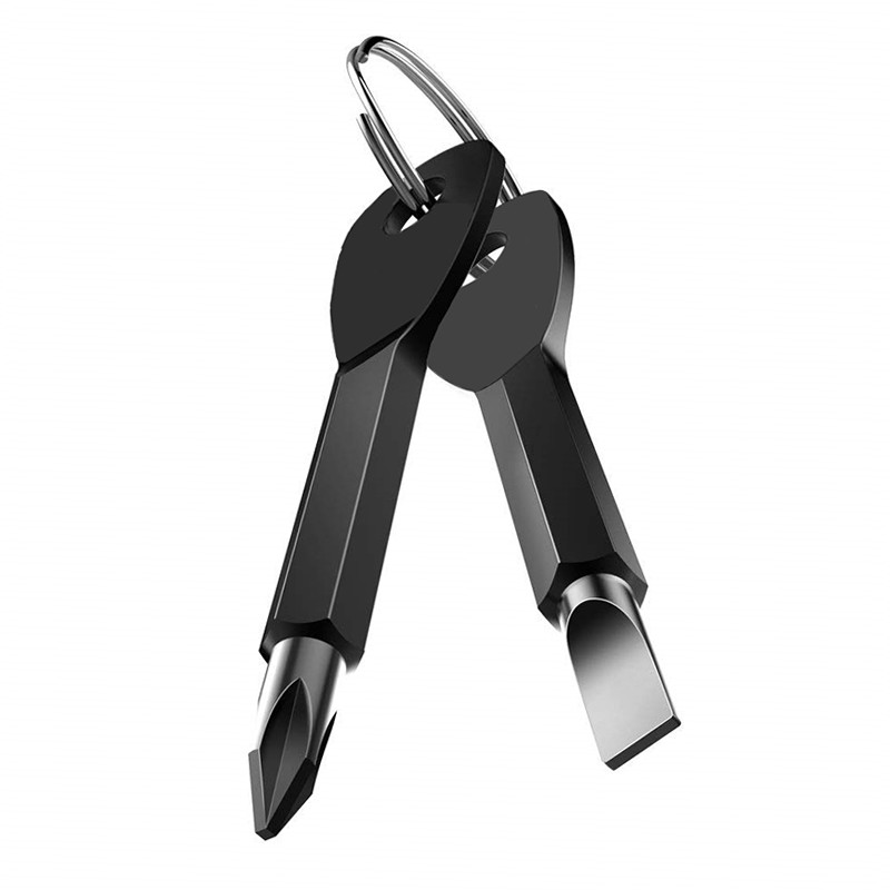 Mini pārnēsājams pašaizsardzības atslēgu piekariņu komplekts āra daudzfunkcionāls izdzīvošanas rīks Skrūvgriezis Personiskās aizsardzības atslēgu piekariņš sudraba melns