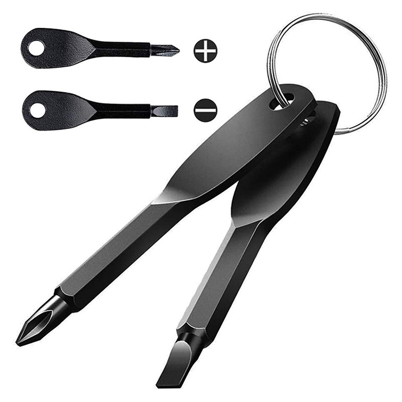 Mini pārnēsājams pašaizsardzības atslēgu piekariņu komplekts āra daudzfunkcionāls izdzīvošanas rīks Skrūvgriezis Personiskās aizsardzības atslēgu piekariņš sudraba melns