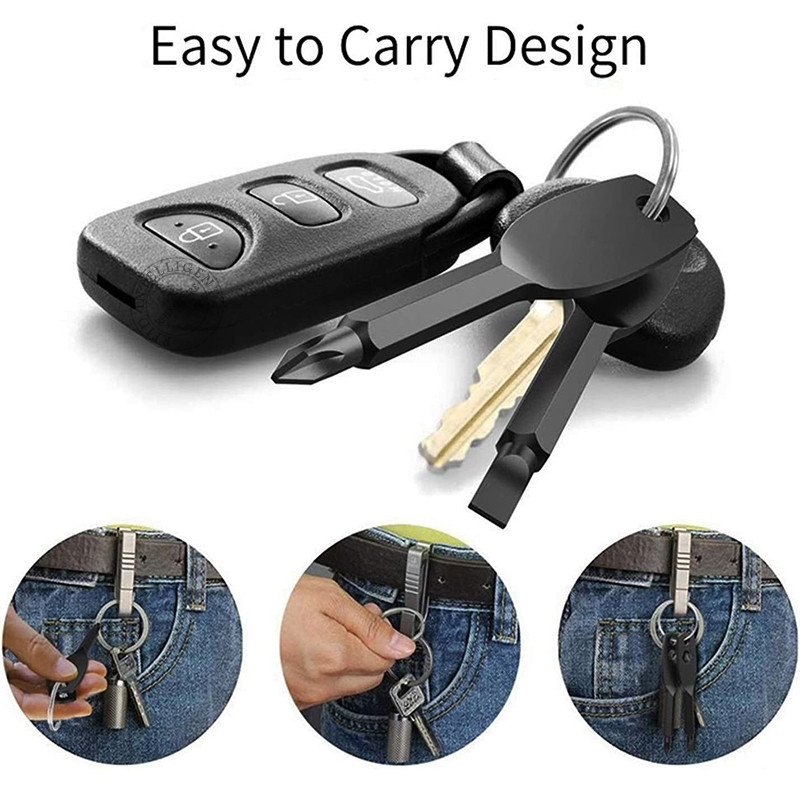 Mini pārnēsājams pašaizsardzības atslēgu piekariņu komplekts āra daudzfunkcionāls izdzīvošanas rīks Skrūvgriezis Personiskās aizsardzības atslēgu piekariņš sudraba melns