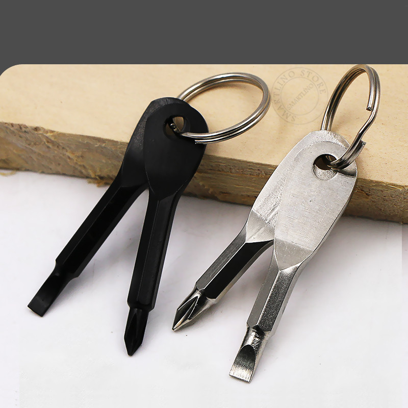 Mini pārnēsājams pašaizsardzības atslēgu piekariņu komplekts āra daudzfunkcionāls izdzīvošanas rīks Skrūvgriezis Personiskās aizsardzības atslēgu piekariņš sudraba melns