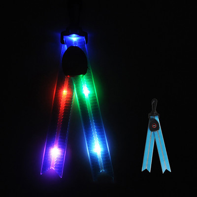 LED világító iskolatáska függő éjszakai lovaglás figyelmeztető hátizsák lámpa USB töltő PVC fecskefarkú világító dekor kültéri kempingezéshez