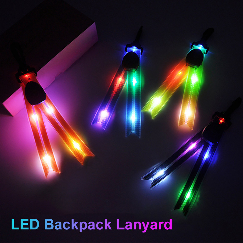 LED világító iskolatáska függő éjszakai lovaglás figyelmeztető hátizsák lámpa USB töltő PVC fecskefarkú világító dekor kültéri kempingezéshez