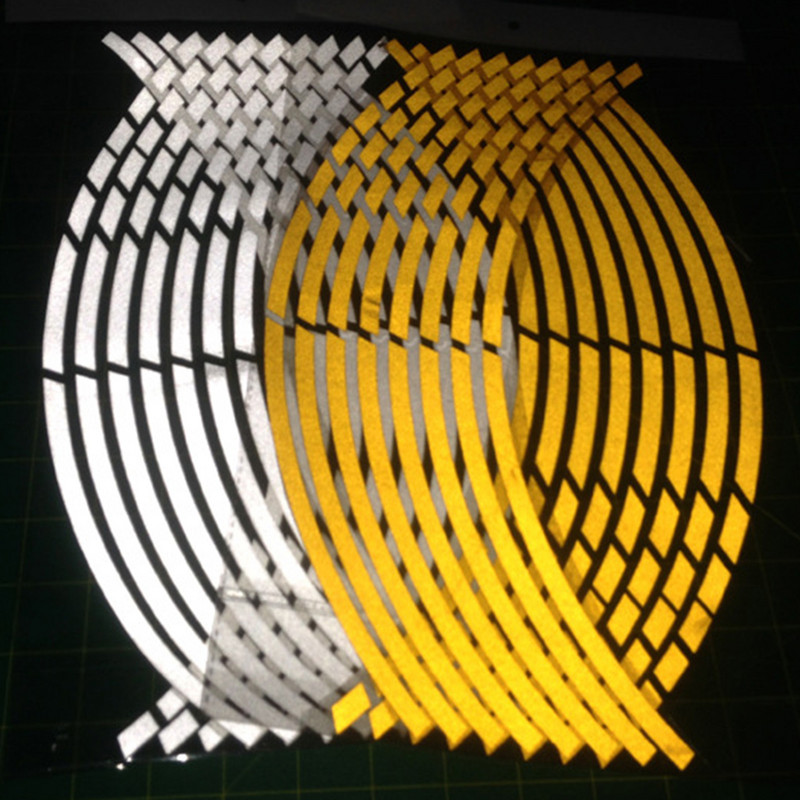 18"-os 16 db-os csíkos kerékmatrica vízálló fényvisszaverő felnicsíkos szalagos kerékpárhoz, 16-18 hüvelykes motorkerékpár/autó felnicsíkos kerekekhez