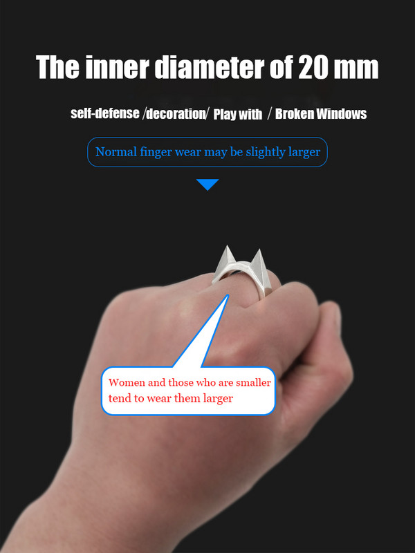 Āra ekipējuma vīriešu un sieviešu pašaizsardzības cīņa Vilka ierocis pirksts pirksts zeltnesis sprādze gredzens izsists logs