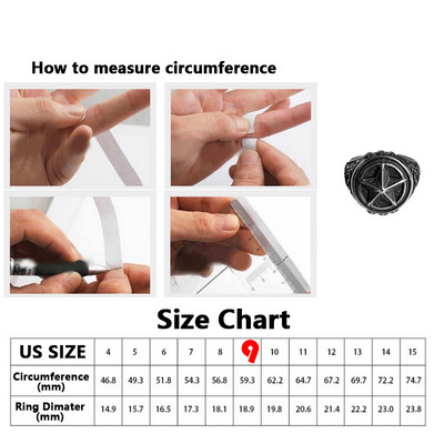 Unisex Pentagram gredzens āra EDC pašaizsardzības gredzens nerūsējošā tērauda retro pirkstu dūres gredzens izdzīvošanas drošības aizsardzības gredzens
