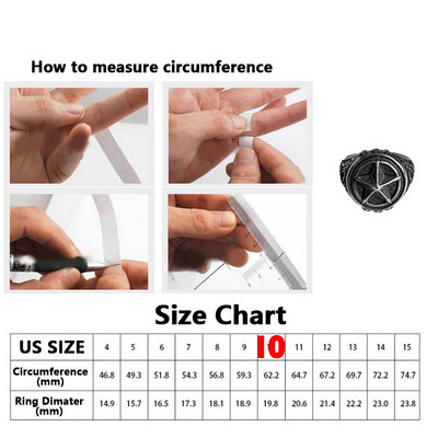 Unisex Pentagram gredzens āra EDC pašaizsardzības gredzens nerūsējošā tērauda retro pirkstu dūres gredzens izdzīvošanas drošības aizsardzības gredzens