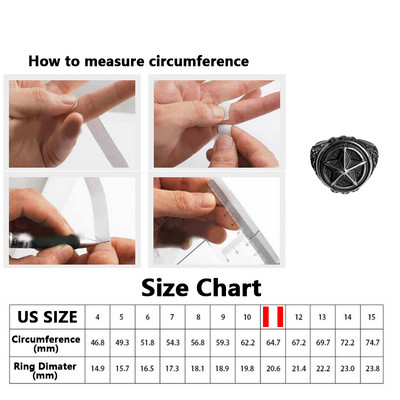 Unisex Pentagram gredzens āra EDC pašaizsardzības gredzens nerūsējošā tērauda retro pirkstu dūres gredzens izdzīvošanas drošības aizsardzības gredzens