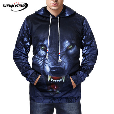 Weimostar Wolf Printed Skateboarding Hanorac Bărbați 3D Hip Hop Street wear Hanorace Jachete băieți Pulover de calitate Treninguri