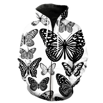 Ανδρική κουκούλα με φερμουάρ Cartoon Butterfly Oversized Harajuku 2022 Hot Sale Casual streetwear fashion φούτερ Μακρυμάνικα μπλουζάκια