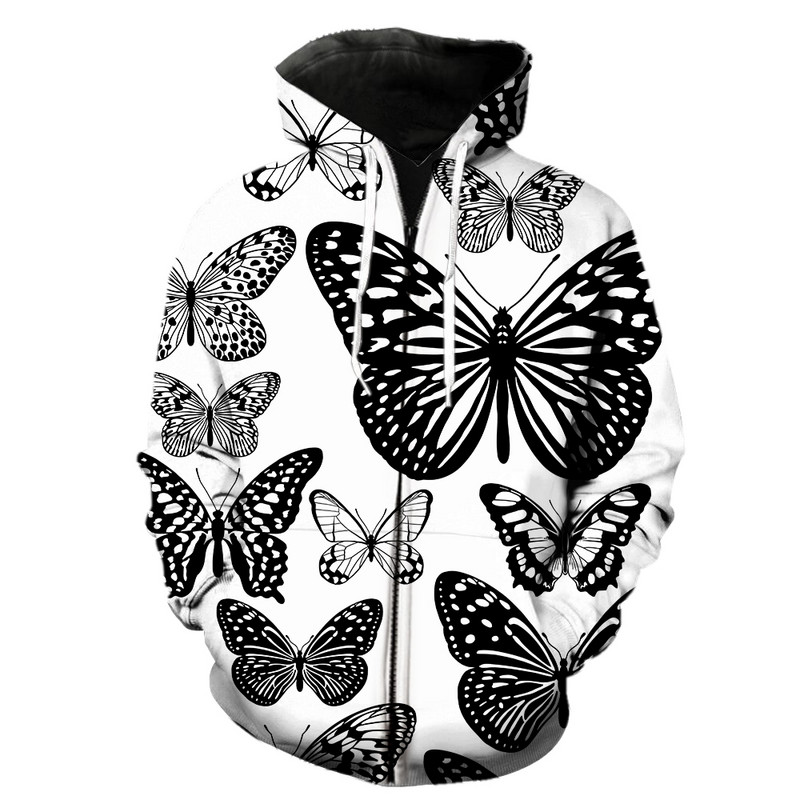 Ανδρική κουκούλα με φερμουάρ Cartoon Butterfly Oversized Harajuku 2022 Hot Sale Casual streetwear fashion φούτερ Μακρυμάνικα μπλουζάκια