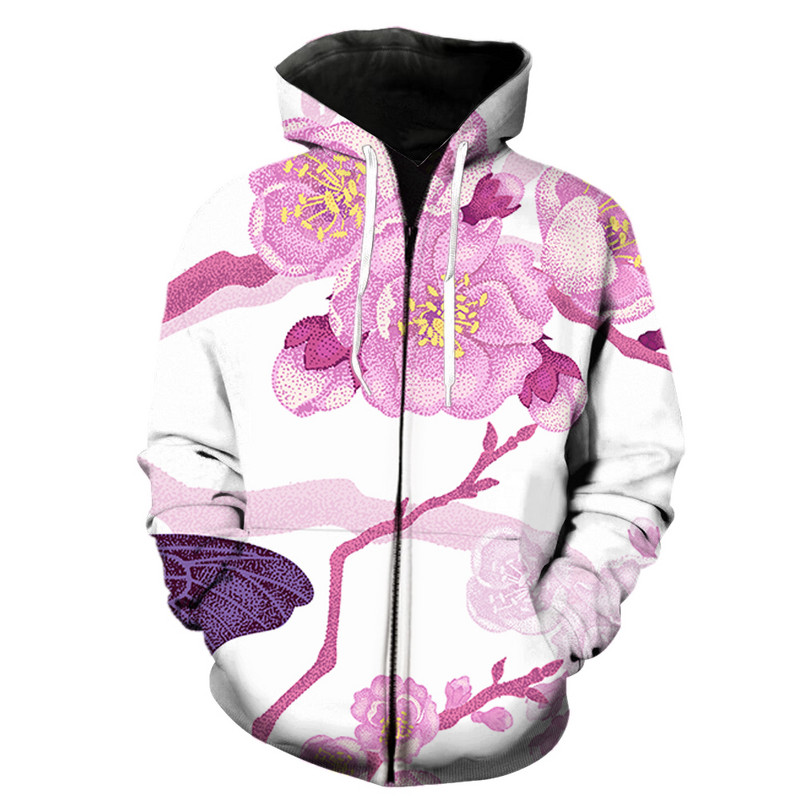 Ανδρική κουκούλα με φερμουάρ Cartoon Butterfly Oversized Harajuku 2022 Hot Sale Casual streetwear fashion φούτερ Μακρυμάνικα μπλουζάκια
