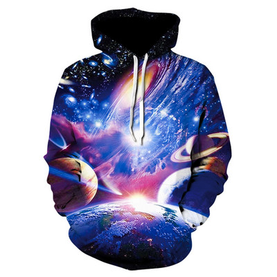 Starry sky Hoodies 3D print Space Galaxy Sweatshirt Есен и зима Унисекс облекло пуловер големи размери суичър Мъжко облекло