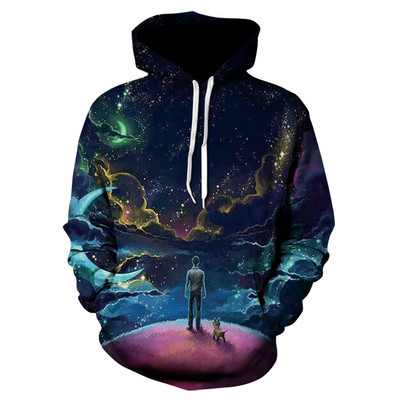 Starry sky Hoodies 3D print Space Galaxy Sweatshirt Есен и зима Унисекс облекло пуловер големи размери суичър Мъжко облекло