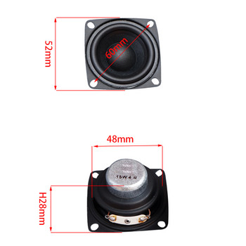 15W високоговорител с пълен обхват Hifi 2 инча 4 ома 8 ома драйвер за аудио високоговорител Високоговорител от вълнени влакна за компютър PC аудио Направи си сам 2 бр.