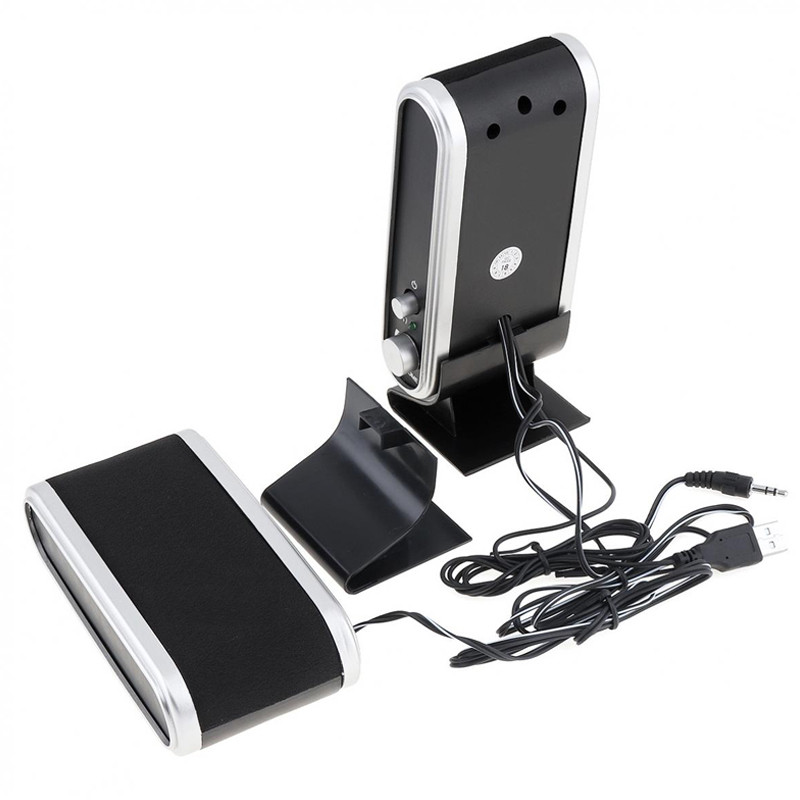 Melns USB2.0 vadu USB barošanas skaļrunis Stereo 3,5 mm audio ligzdas datora klēpjdators piezīmjdatoram galddatora datora austiņas